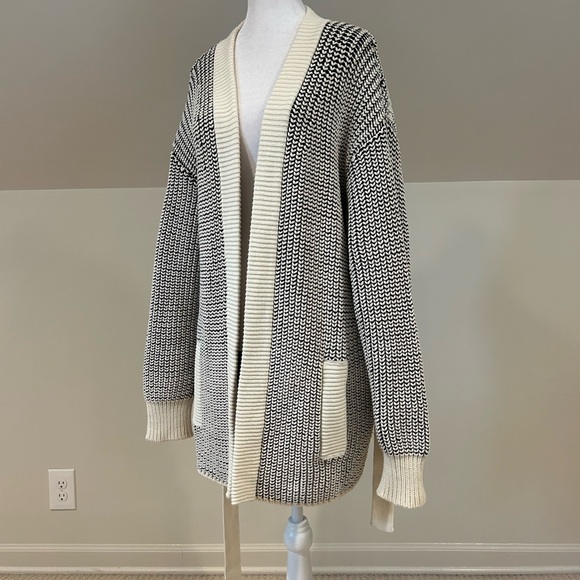 The Kooples NWT Navy Striped Long Line Cardigan - Picture 3 of 11